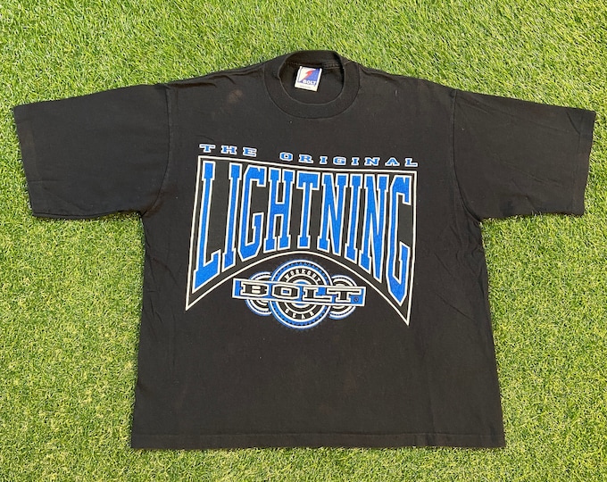 Vintage The Original Lightning Bolt T Shirt Tee Made USA Size Medium M Classic Gym Workout Gear Exercise Weights 1990s 90s Tampa Bay