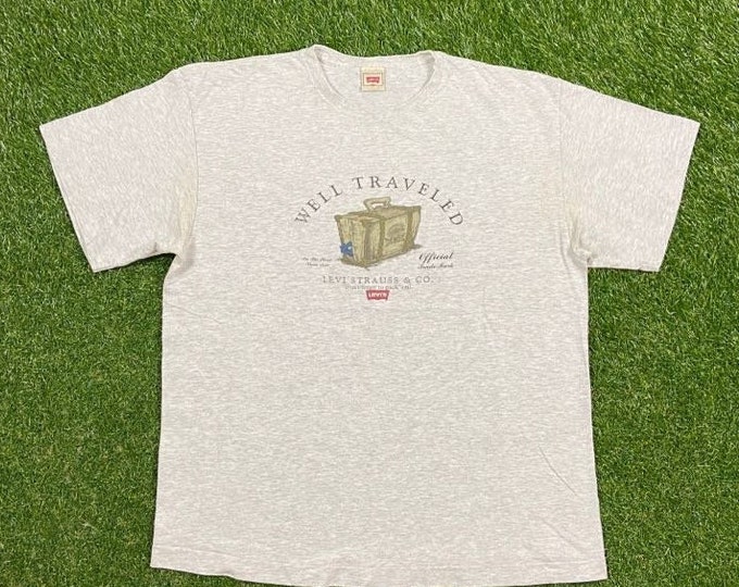 Vintage Levi Strauss & Co Well Traveled T Shirt Tee Made USA Size Large L American Classic 90s Rare