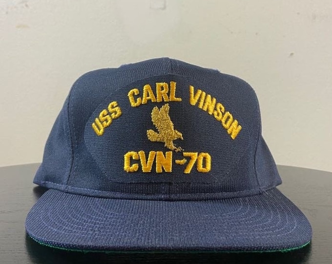 Vintage USS Carl Vinson Snapback Hat Cap 10 Made USA OSFA Navy Military Army Marines 1990's 90's