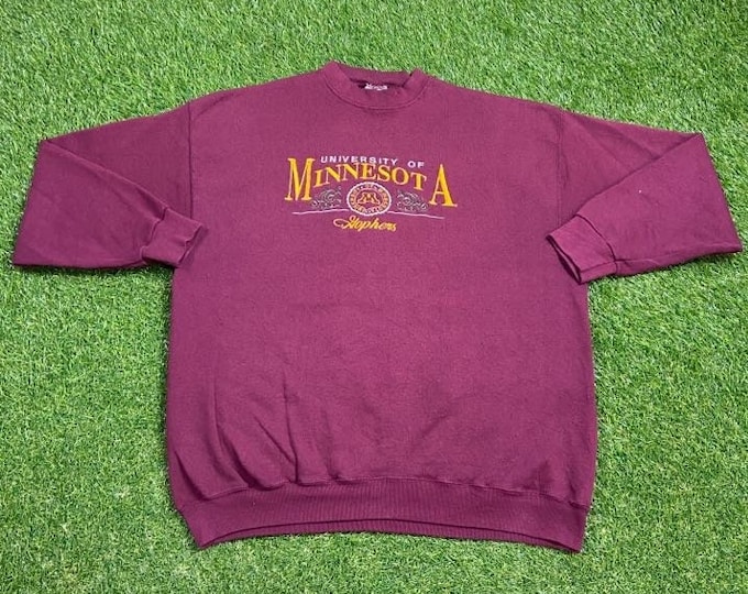 Vintage University of Minnesota Golden Gophers Crewneck Sweatshirt Made USA Size Xtra Large XL NCAA College Football Pull Over 1990s 90s