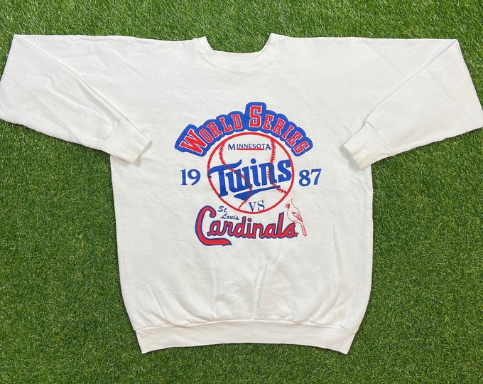Vintage St Louis Cardinals vs Minnesota Twins World Series 1987 Crewneck Sweatshirt Made USA Size Xtra Large XL MLB Baseball Cards Twins 80s