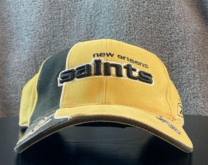Vintage New Orleans Saints Strap Back Hat Reebok OSFA NFL Football NOLA Big Easy Brees Louisiana Original Classic 00s
