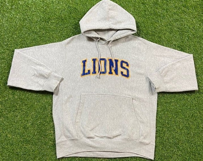 Vintage Lions Clubs International Hoodie Sweatshirt MV Sport Size Large L Civic Community Fellowship Pull Over Oversized