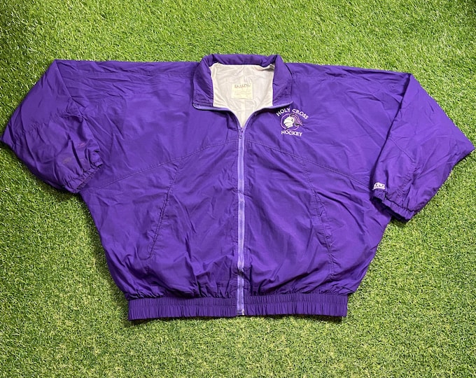 Vintage College of the Holy Cross Windbreaker Jacket Delong Made USA Size Xtra Large XL Catholic College New England Light Rain Coat 1990s