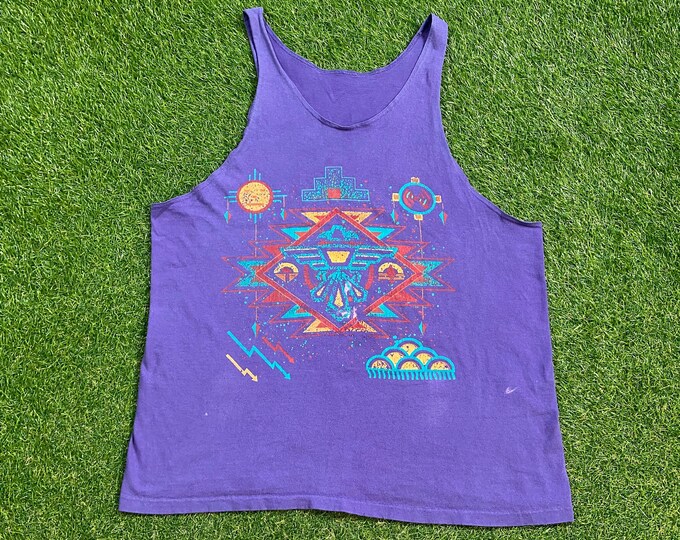 Vintage Multicolor Cool Pattern Tank Top Shirt Size Small S Classic Quality Great Fit Quality 1990s 90s