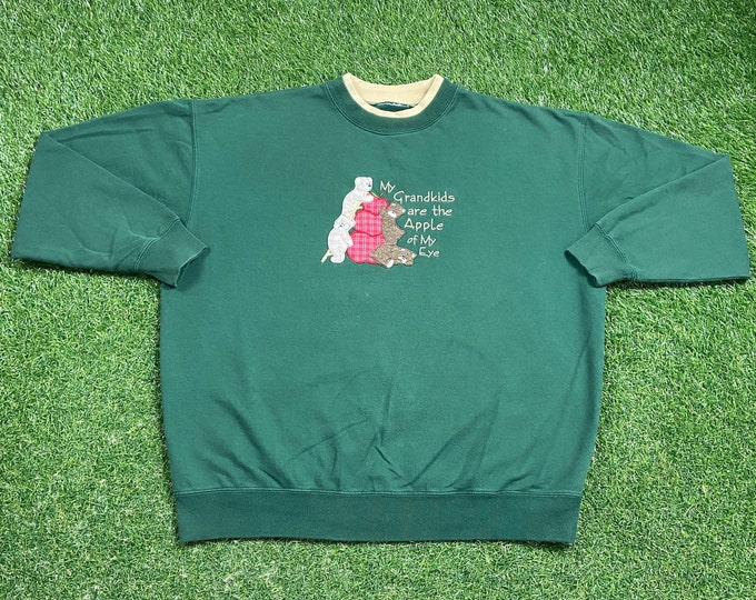 Vintage My Grandkids are the Apple of My Eye Crewneck Sweatshirt Size Xtra Large XL Grandma Family Quality Great Fit Original 90s Pull Over