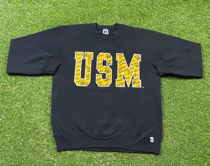 Vintage USM Southern Mississippi Golden Eagles Crewneck Sweatshirt Made Usa Size Xtra Large XL NCAA College Football Classic 1990's 90's