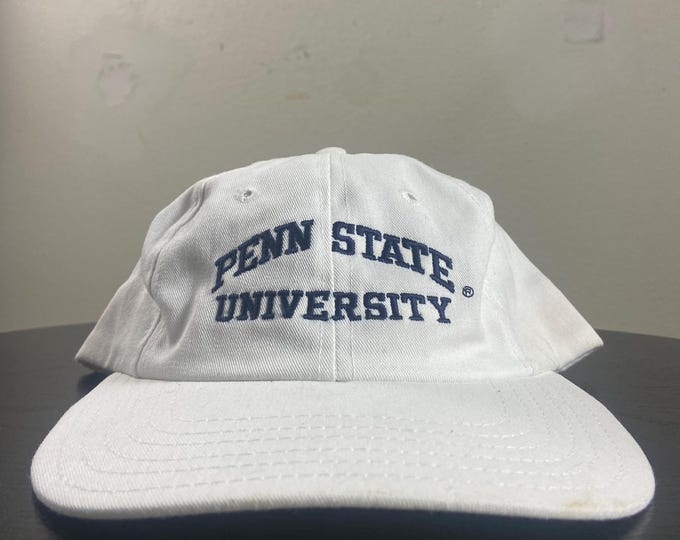 Vintage University of Penn State Nittany Lions Strap Back Hat Made USA OSFA NCAA College Football Pennsylvania Classic 1990s 90s