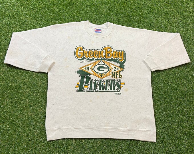 Vintage Green Bay Packers Crewneck Sweatshirt Trench Made USA Xtra Large XL NFL Football Wisconsin Cheese Heads Pull Over 90s Distressed