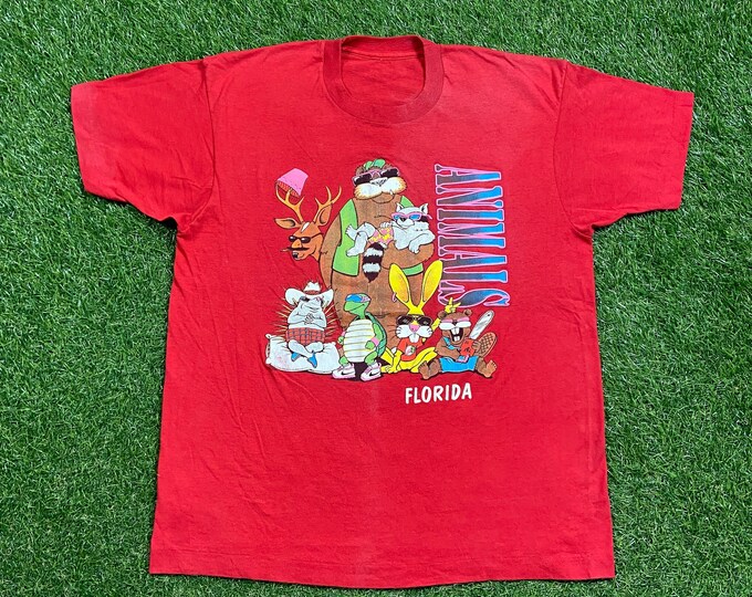 Vintage Florida T Shirt Tee Size Medium M Sun Shine State Orlando Miami Jacksonville Tampa Bay Key West Tropical Beach 1990s 90s