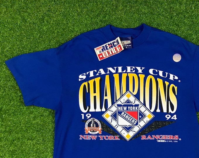 Vintage New York Rangers Stanley Cup Champs 1994 Hockey T Shirt NHL Large  1990s NYR Madison Square NWT Single Stitch Brand New With Tags Xl