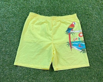 Vintage Sunboard Swimming Trunks Made USA Size Large L Swim Trunks Bathing Suit Beach Island Skate 1990s 90s All Over