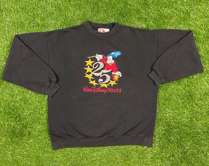 Vintage Walt Disney World 25th Anniversary Crewneck Sweater Mickey INC Size Xtra Large XL Mickey Mouse Pull Over