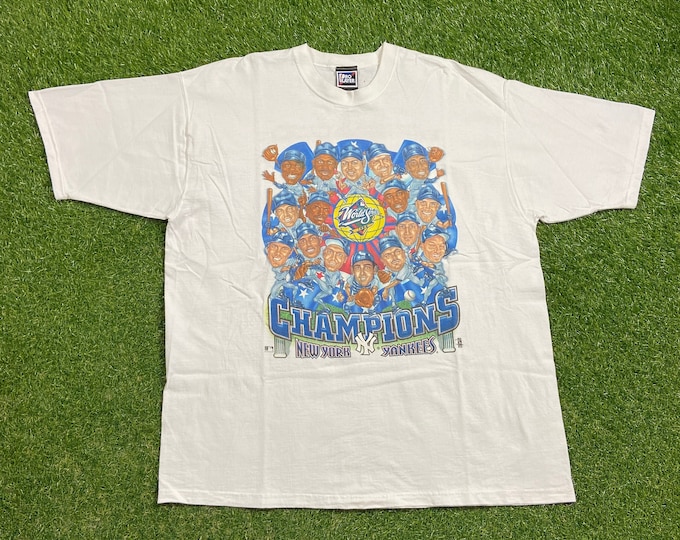 Vintage New York Yankees 1998 World Series Champions T Shirt Tee Made Usa Size XXL 2XL MLB Bronx Bombers Jeter 1990s 90s