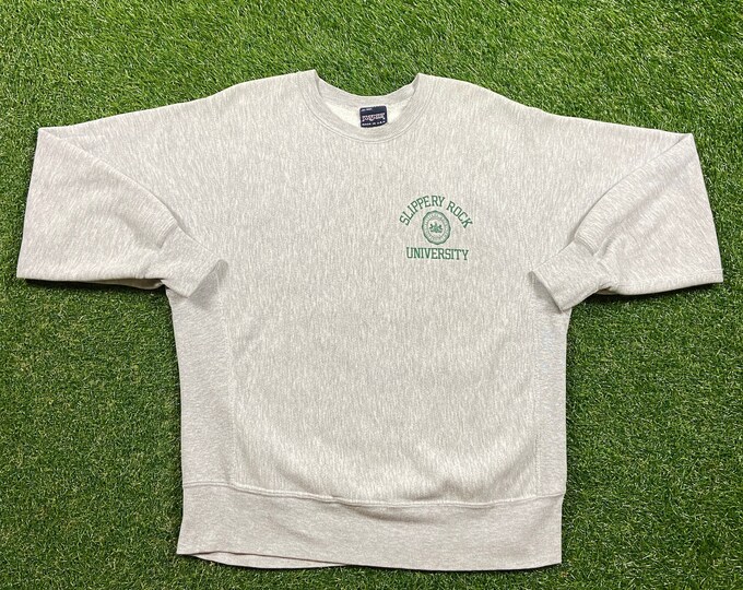 Vintage Slippery Rock University Crewneck Sweatshirt Jansport Made USA Size Large L Pennsylvania Pull Over Oversized