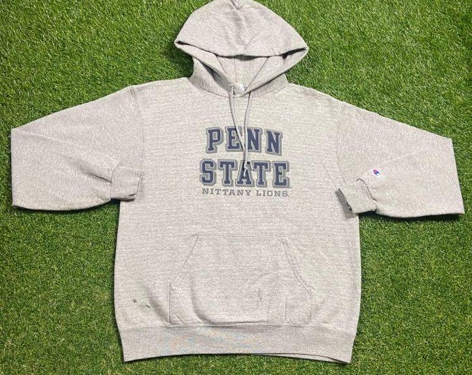 Vintage Penn State University Hoodie Sweatshirt Champion Size Medium M NCAA College Football Pennsylvania Nittany Lions Pull Over Oversized