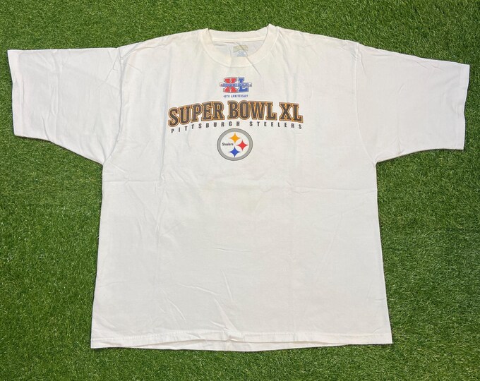 Vintage Pittsburgh Steelers Super Bowl XL T Shirt Tee Size XXL 2XL NFL Football Pennsylvania Big Ben 00s