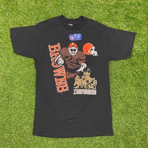 Vintage Cleveland Browns T Shirt Tee Trench Made USA Size Large L NFL Football Ohio Cavaliers Lebron OBJ 1990s 90s