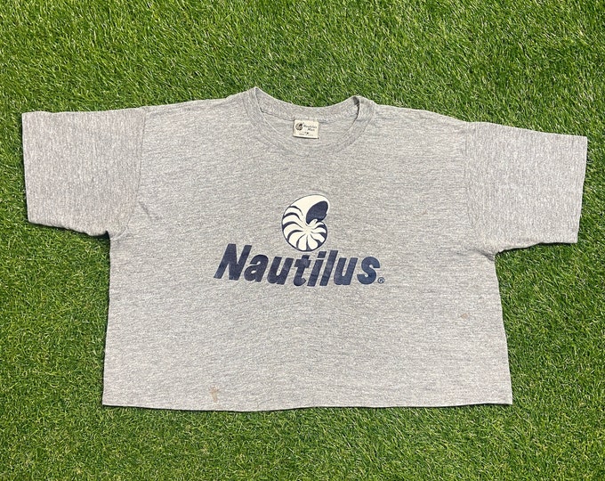 Vintage Nautilus Crop Top Shirt Made USA Size Xtra Large XL Classic Gym Workout Exercise Weights No Pain No Gain Weightlifting Tri Blend