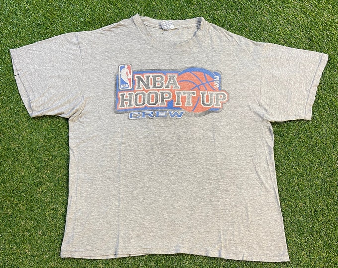 Vintage NBA Hoop It Up Crew T Shirt Tee Volunteer Knit Apparel Made USA Size Large National Basketball Association 3 on 3 1990s 90s