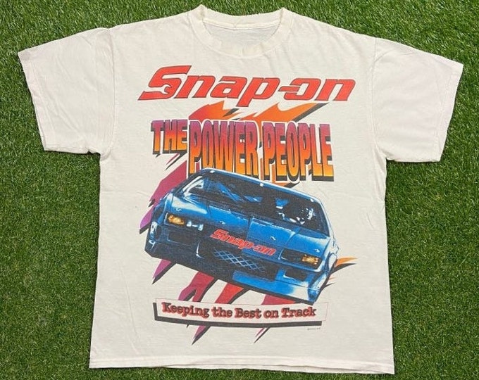 Vintage  Snap On T Shirt Tee Size Large L NASCAR Daytona 500 All Over Racing 1990s 90s