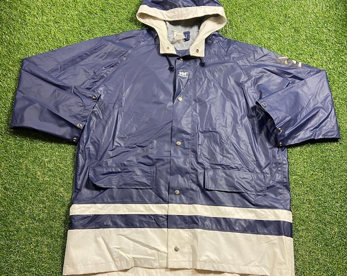 Vintage Helly Hansen Rain Coat Size Xtra Large XL Outdoor Clothing Hiking Camping Skiing Sailing Classic Light Rain Jacket 1990s 90s