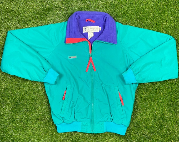 Vintage Columbia Winter Athletic Jacket Size Medium Warm Zipper Jacket Windbreaker Mens 1990s Coat Puffer Puffy Hiking Coat