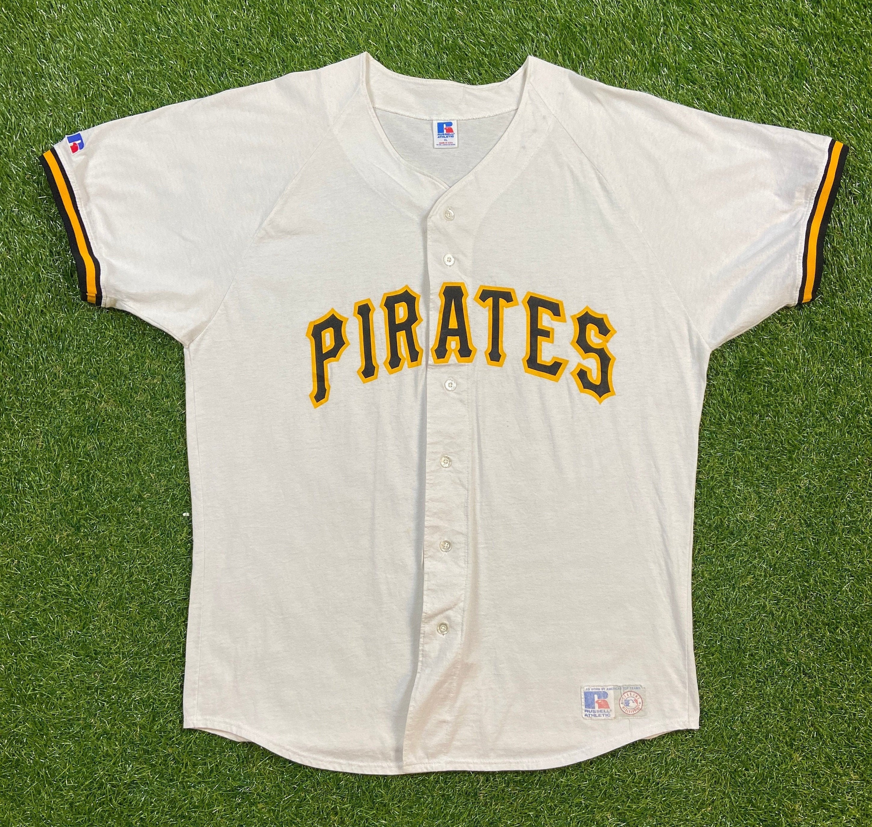Vintage 90s Starter Pittsburgh Pirates White Pinstripe Baseball Jersey XL  MLB
