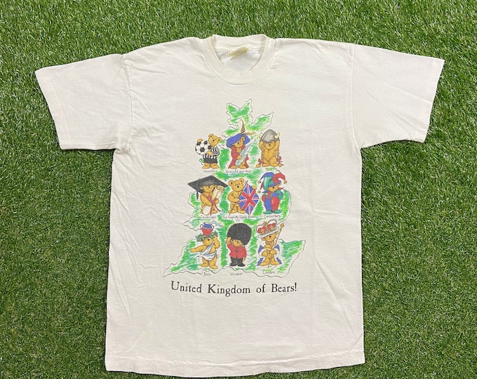 Vintage United Kingdom of Bears! T Shirt Tee English Teddy Bear Company Size Large L London England UK Europe Euro 1990s 90s
