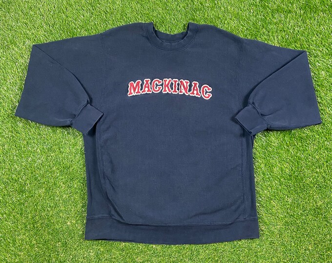 Vintage Mackinac Crewneck Sweatshirt MV Sport Size Xtra Large XL Michigan Pull Over Oversized