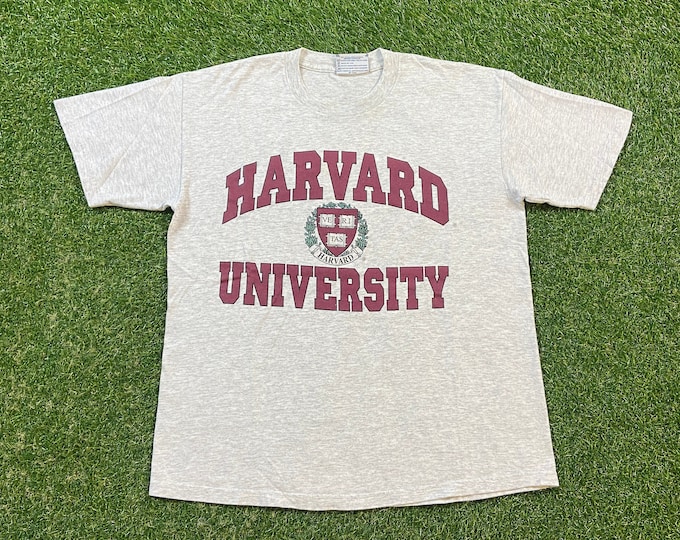 Vintage Harvard University T Shirt Tee Lee Made USA Size Medium M NCAA College Classic Law Ivy League Cambridge Massachusetts 1990s 90s