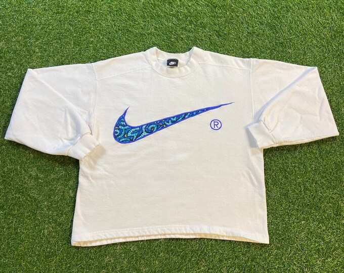 Vintage Nike Crewneck Sweatshirt Made USA Size Small S Just Do It Classic Air Jordan Nike Swoosh Check Logo Pull Over Crop Oversized