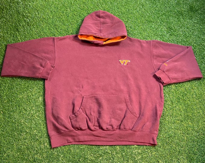 Vintage Virginia Tech University Hoodie Sweatshirt Collegiate Team Size XXL 2XL NCAA College Football 1990s 90s Pull Over Oversized