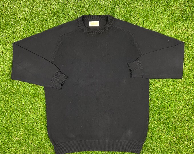 Vintage United Colors of Benetton Knit Crewneck Sweater Pull Over XXl Quality 90s Comfortable Fit Black Made in Italy Designer