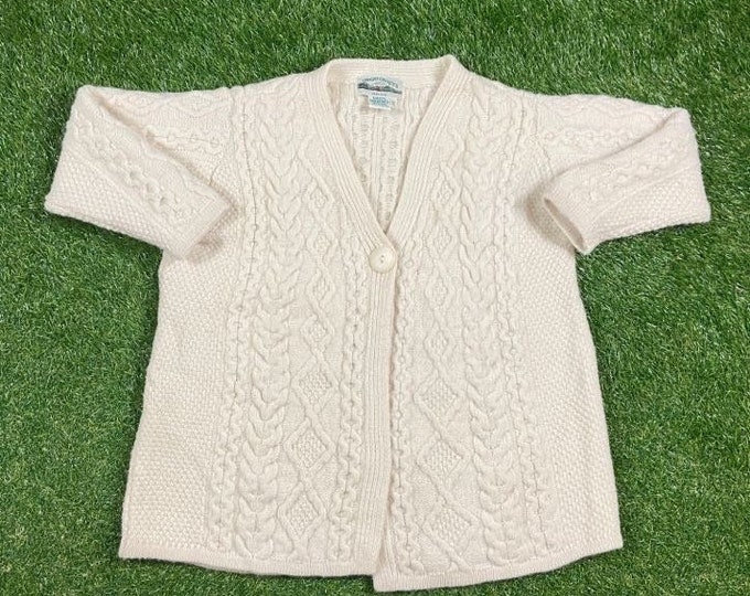 Vintage Aaron Crafts Beige Cardigan Sweater Size Xtra Large XL 1990s 90s Comfy Button Down Warm
