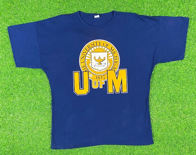Vintage University of Michigan Wolverines Large Artex Made USA T Shirt Tee NCAA 1980's 80's Detroit Classic Original New With Tags Brand New
