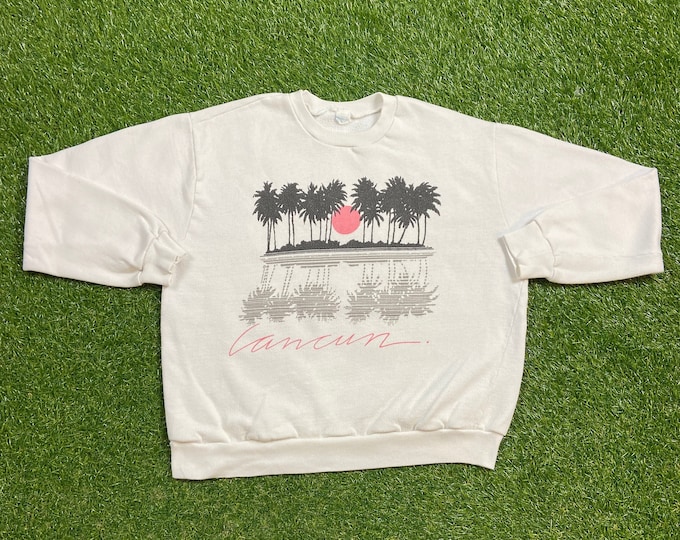 Vintage Cancun Crewneck Sweatshirt Solimar Size Small S Mexico Vacation Beach Caribbean Tourist Travel 1990s 90s