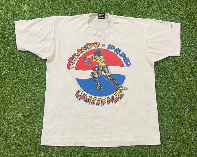 Vintage Rare Orlando Pepsi Challenge T Shirt Tee Fruit of the Loom Made USA Size Large L Classic Cola Soda 1980s 80s