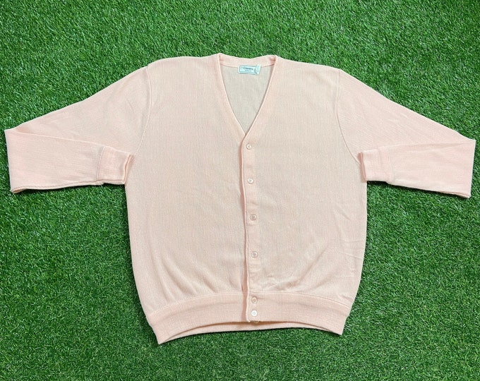 Vintage Pink Cardigan Sweater Palmland Made USA Size Xtra Large XL Classic Button Down Sweater American Apparel Cozy Very Warm