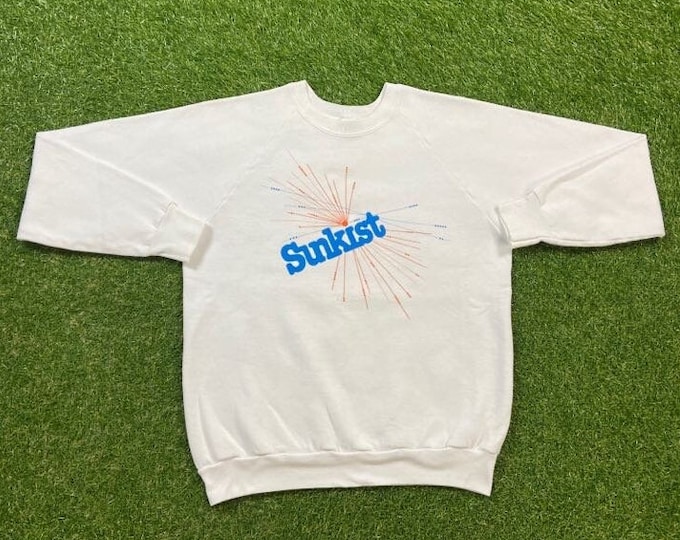 Vintage Sunkist Crewneck Sweatshirt Fruit of the Loom Made USA Size Large L Orange Soda Orange Juice Keurig Dr Pepper 1990s 90s Pull Over