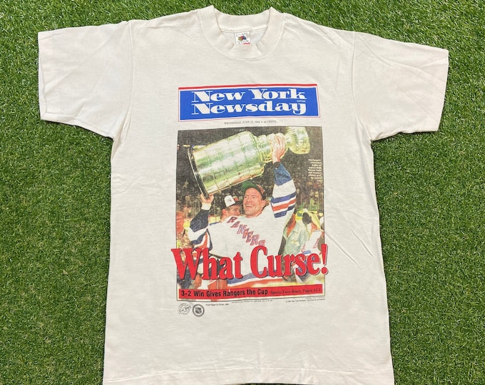 Vintage New York Rangers T Shirt Tee Fruit of the Loom Made USA Size Large L NHL Hockey NYR Madison Square Ny Stanley Cup 1990s 90s