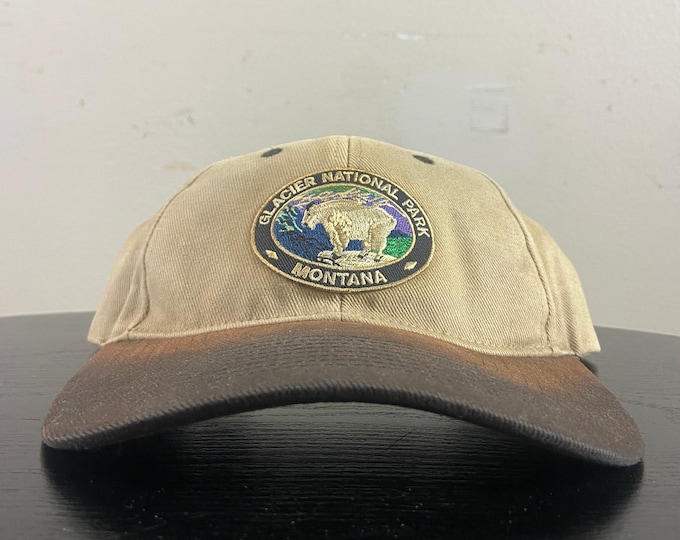 Vintage Glacier National Park Snapback Hat OSFA Bears Mountain Montana Canadian Border 1990s 90s