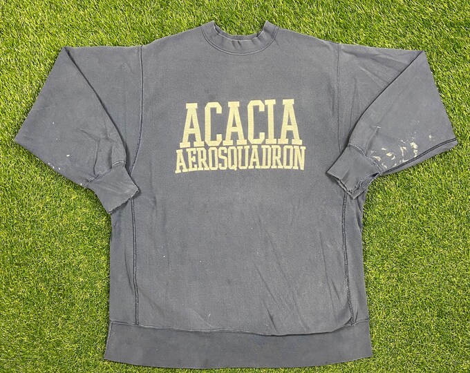 Vintage Acacia Aerosquadron Crewneck Sweatshirt Medallion Made USA Size XXL 2XL Sportswear Pull Over Oversized Cozy Warm