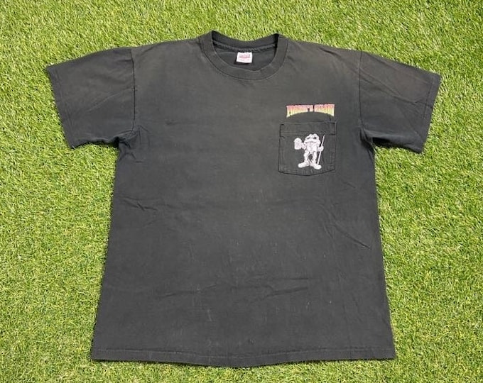 Vintage Froggy's Saloon T Shirt Tee Made USA Size Large L Daytona Beach Florida  Biketoberfest Harley Davidson HOG 1990s 90s Biker Bar