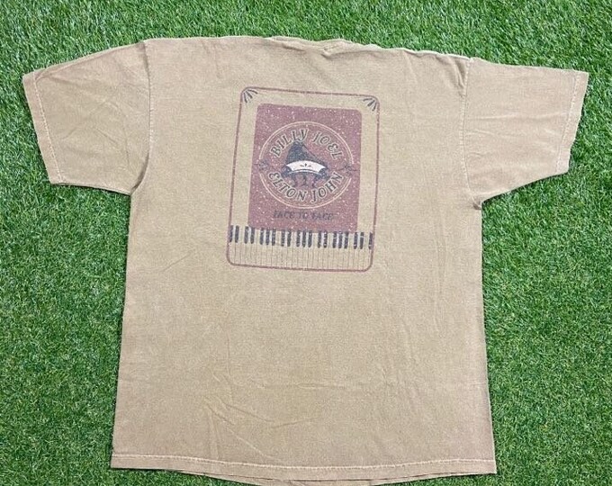 Vintage Billy Joel Elton John Face to Face Tour 2001 T Shirt Tee Anvil Made USA Size Xtra Large XL Classic Rock Rare 00s