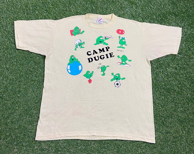 Vintage Camp Dugie T Shirt Tee Made USA Size Xtra Large XL Frogs Funny Saying Comical T Shirt Comedy 1990s 90s