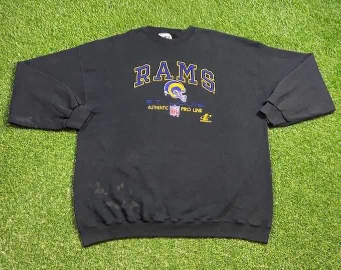 Vintage St Louis Rams Crewneck Sweatshirt Made USA Size 3X NFL Football Missouri Los Angeles La California Pull Over Oversized 1990s 90s
