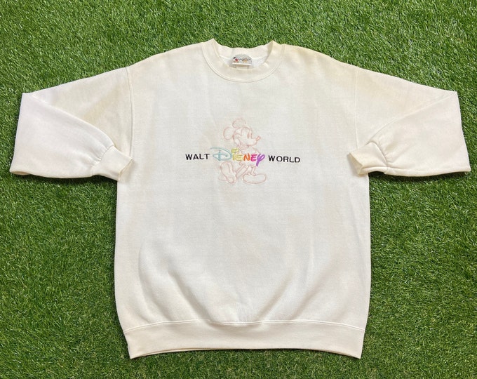 Vintage Walt Disney World Crewneck Sweatshirt Size Large L Mickey Mouse Magic Kingdom Disneyland Classic Rare WDW 1990s 90s