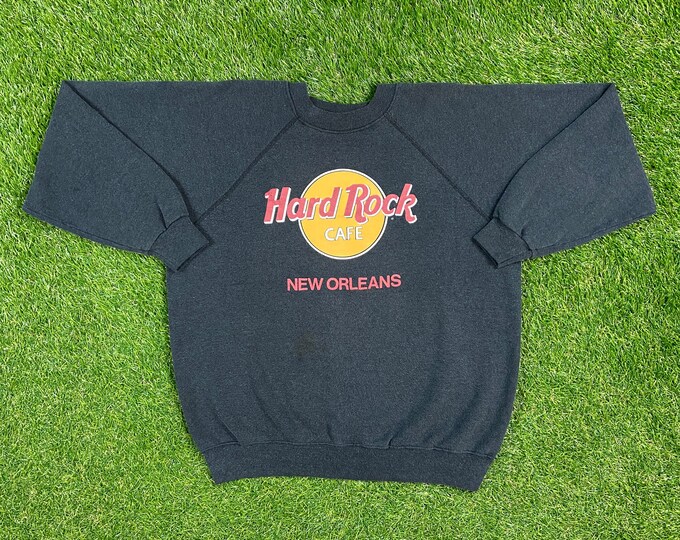 Vintage Hard Rock Cafe New Orleans Crewneck Sweatshirt Hanes Made USA Size Large L Louisiana Classic Music Pull Over Oversized Comfy