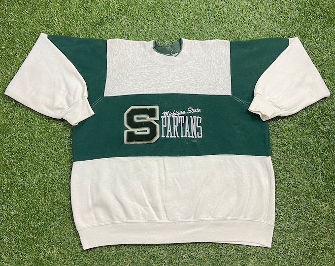 Vintage Michigan State University Crewneck Sweatshirt Made USA Size Xtra Large NCAA College Football Spartans Detroit Classic MSU Pull Over